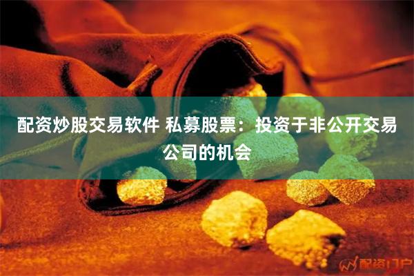 配资炒股交易软件 私募股票：投资于非公开交易公司的机会